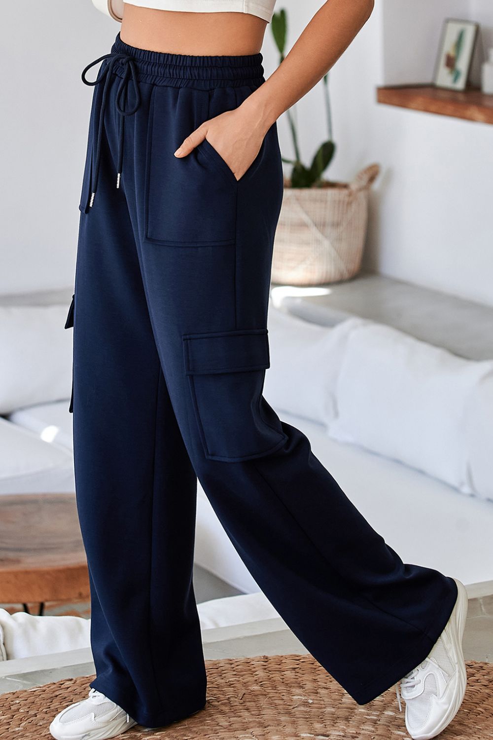 Multi Pockets High Waist Wide Leg Workout Pants
