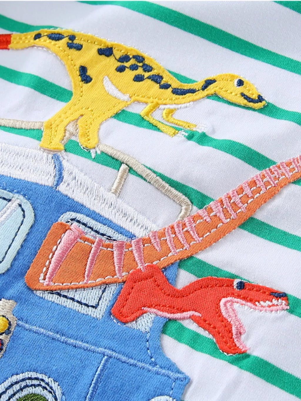 women's children's dinosaur adventure striped long sleeve t-shirt - additional angle
