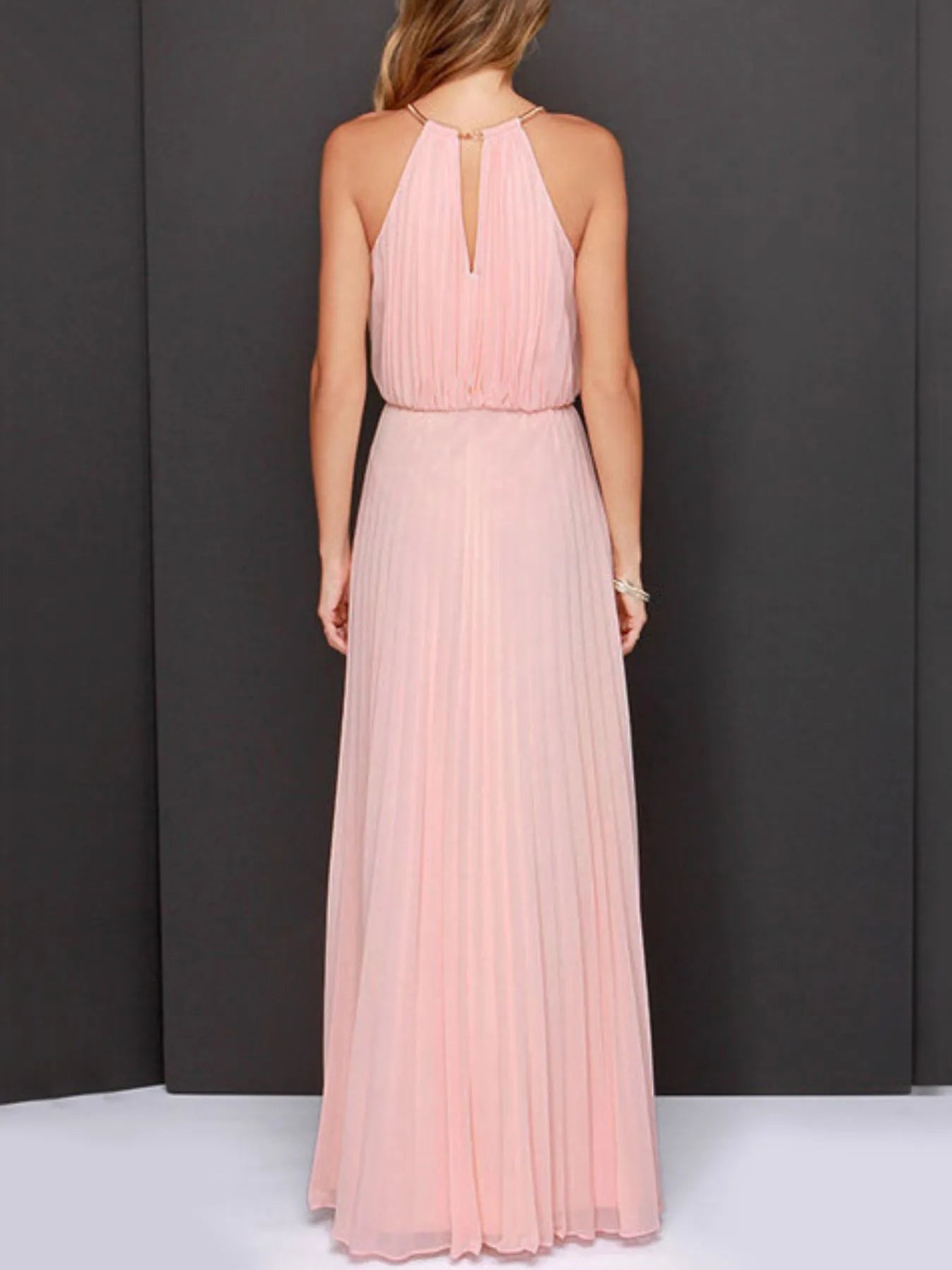 Pleated Sleeveless Maxi Tank Dress