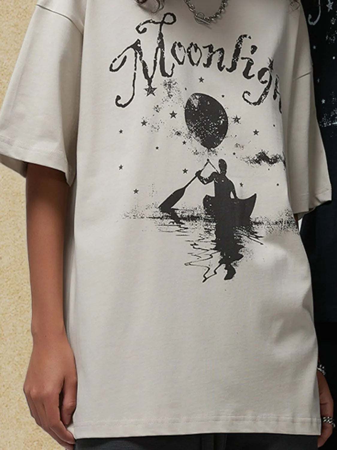 Men's Graphic Round Neck Half Sleeve T-Shirt Ivory