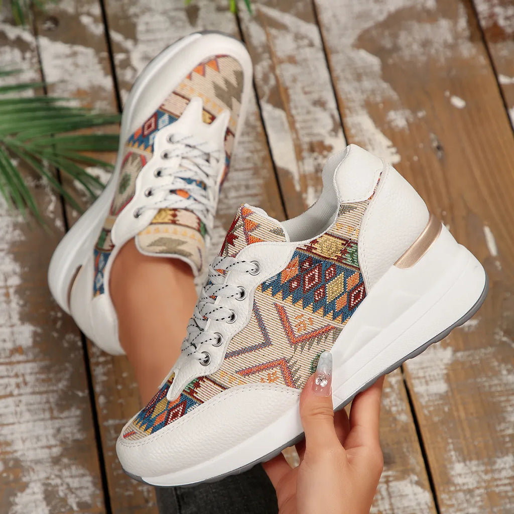 women's geometric lace up wedge sneakers - additional image