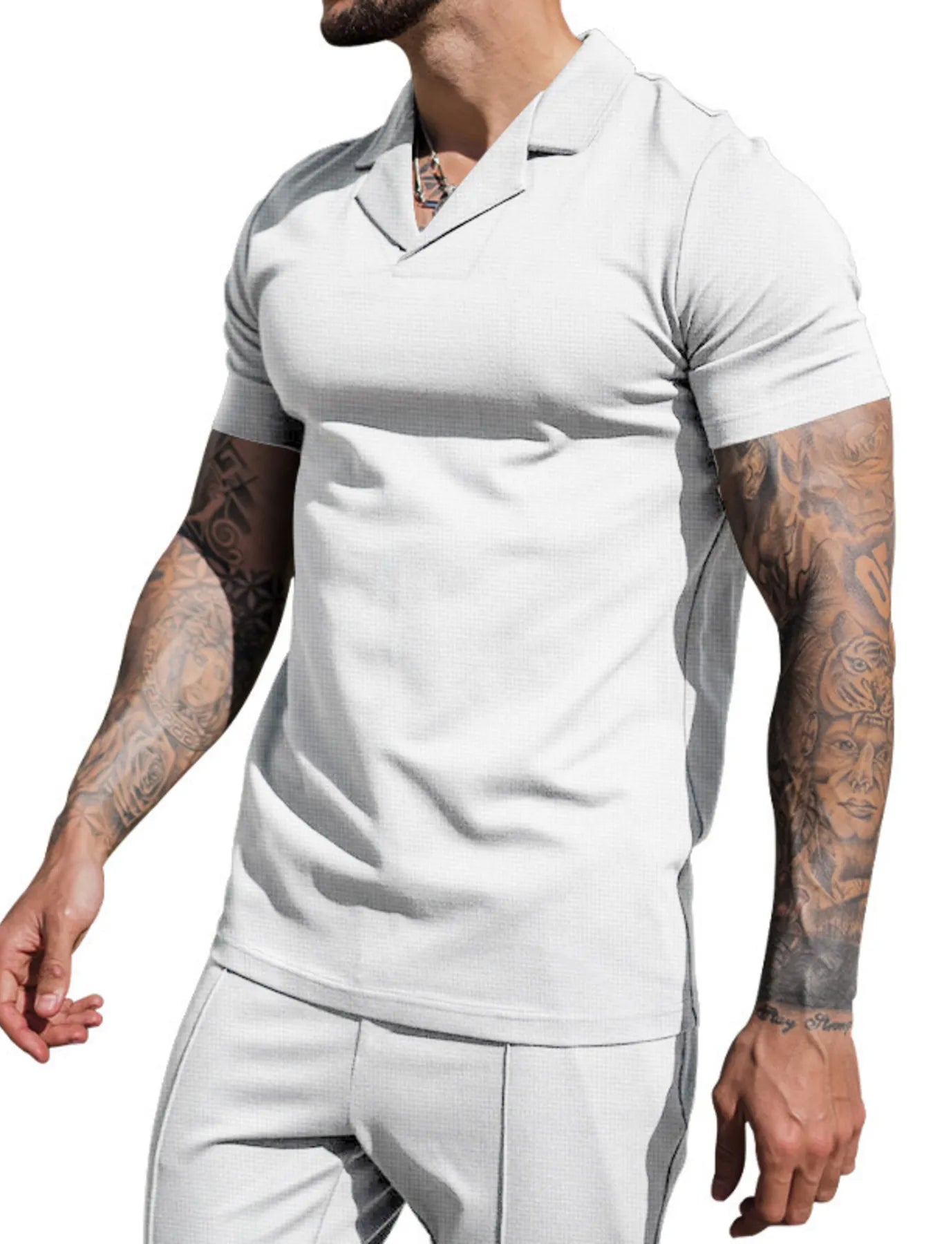 men's men's plus size short sleeve top and shorts set - second view