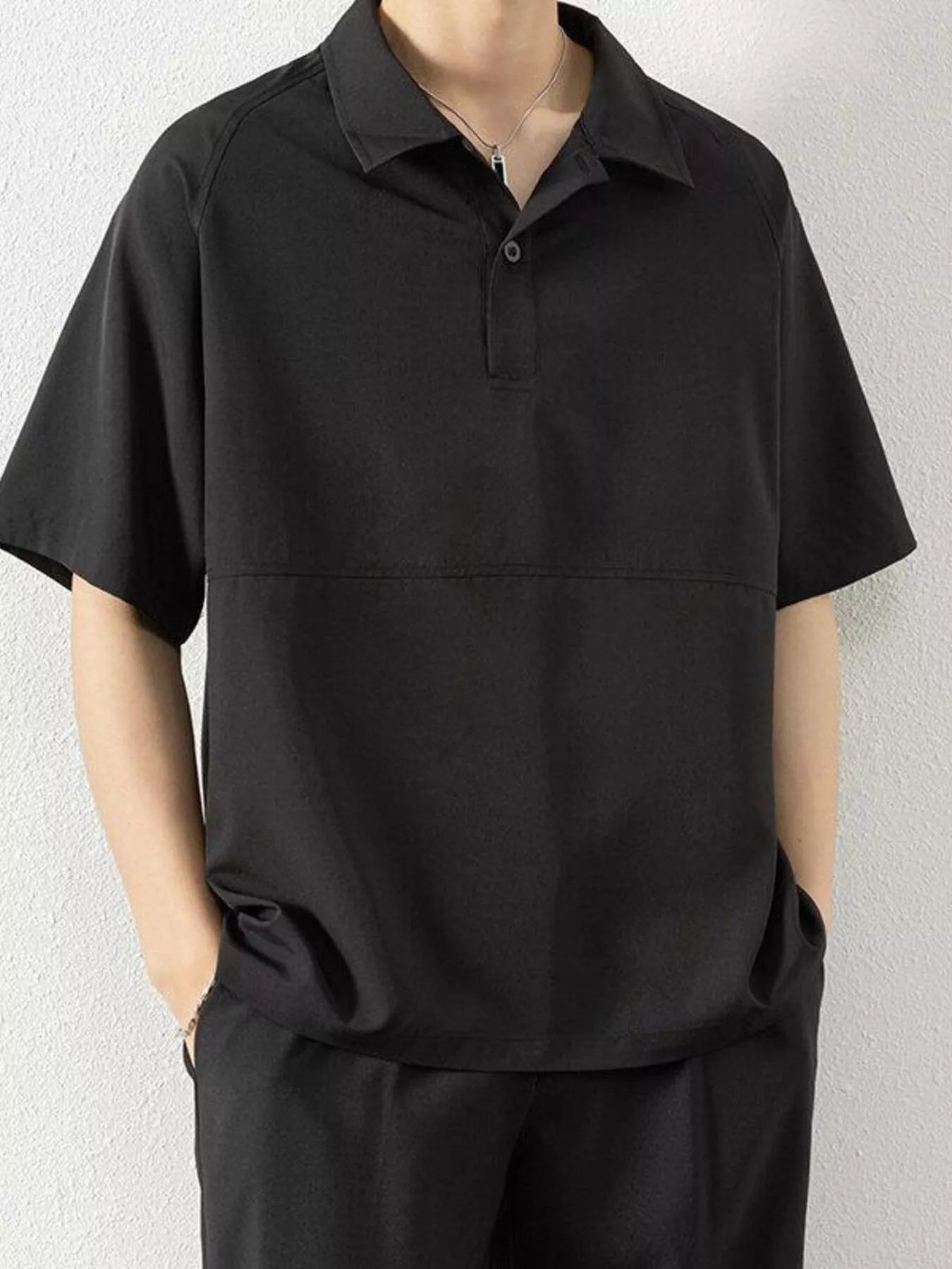 men's men's plus size button detail short sleeve polo - styling option