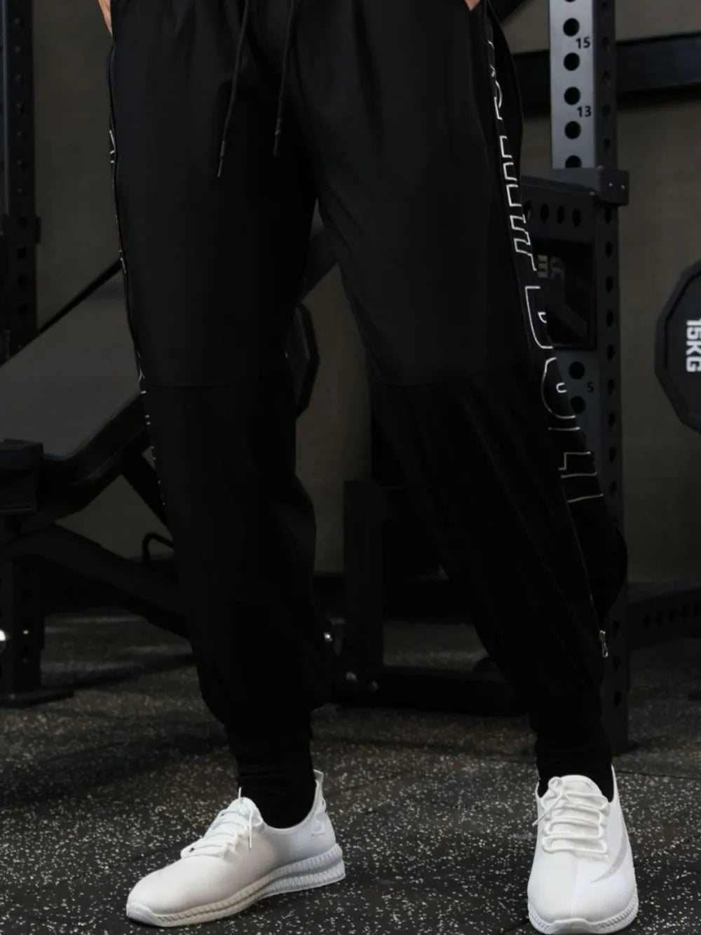 Men's Drawstring Solid Color Joggers Black