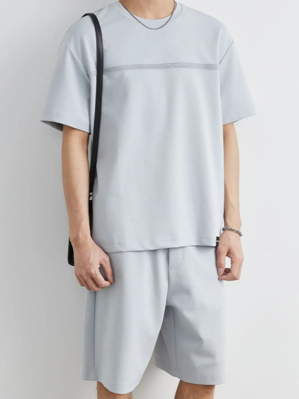 men's men's plus size round neck short sleeve top and shorts set - alternate angle