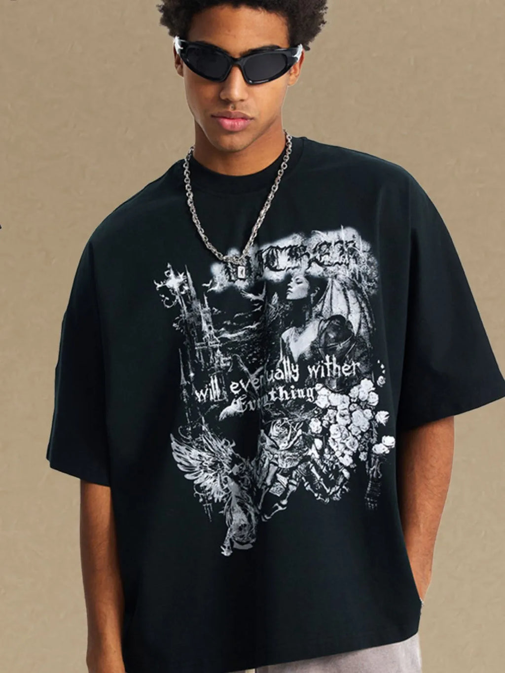 Men's Round Neck Half Sleeve Graphic T-Shirt