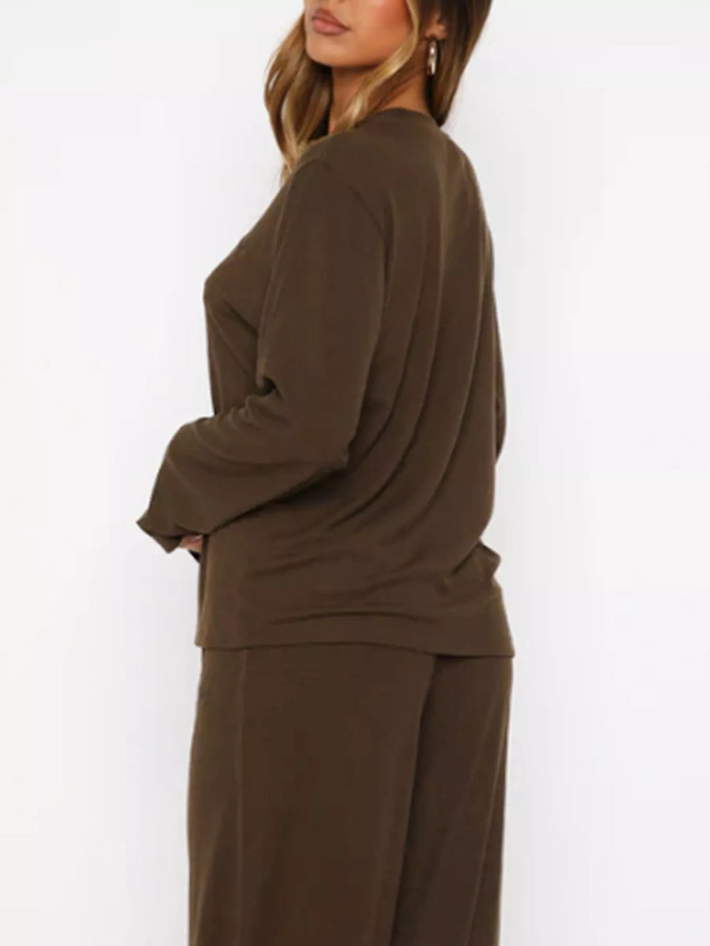 women's relaxed fit long sleeve top and pants set - additional image