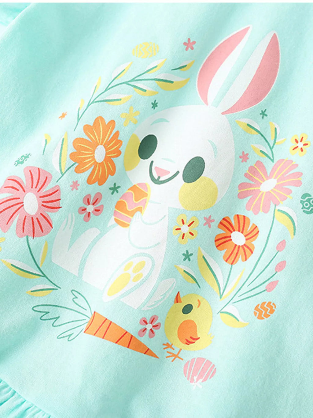women's children's bunny graphic ruffle hem t-shirt - lifestyle shot