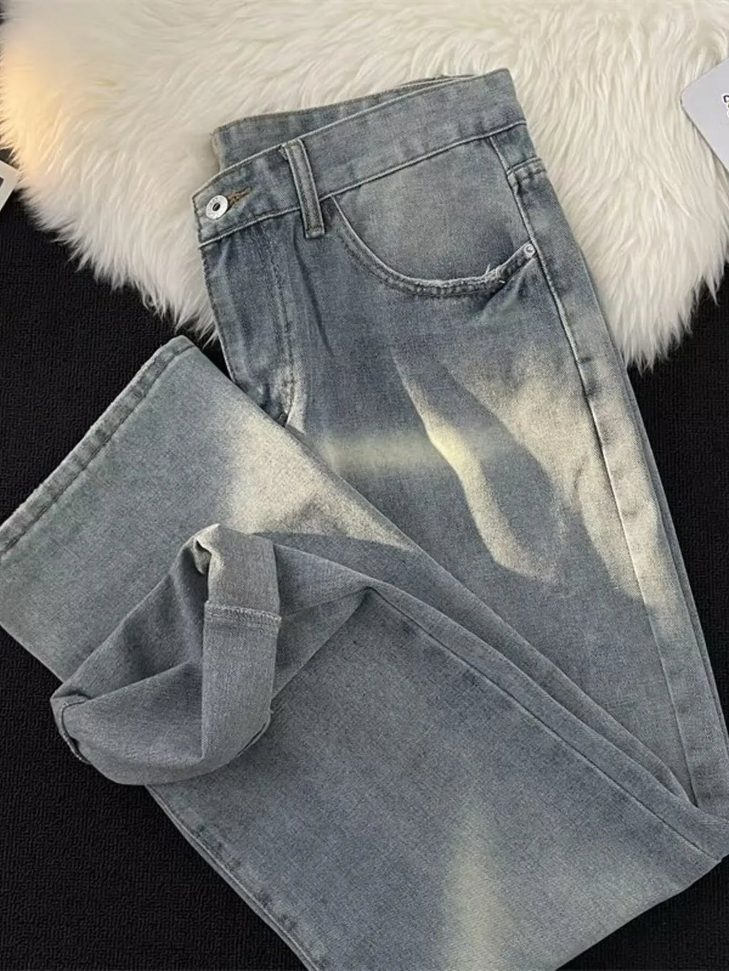 men's men's full size vintage wash wide leg jeans plus size - product detail