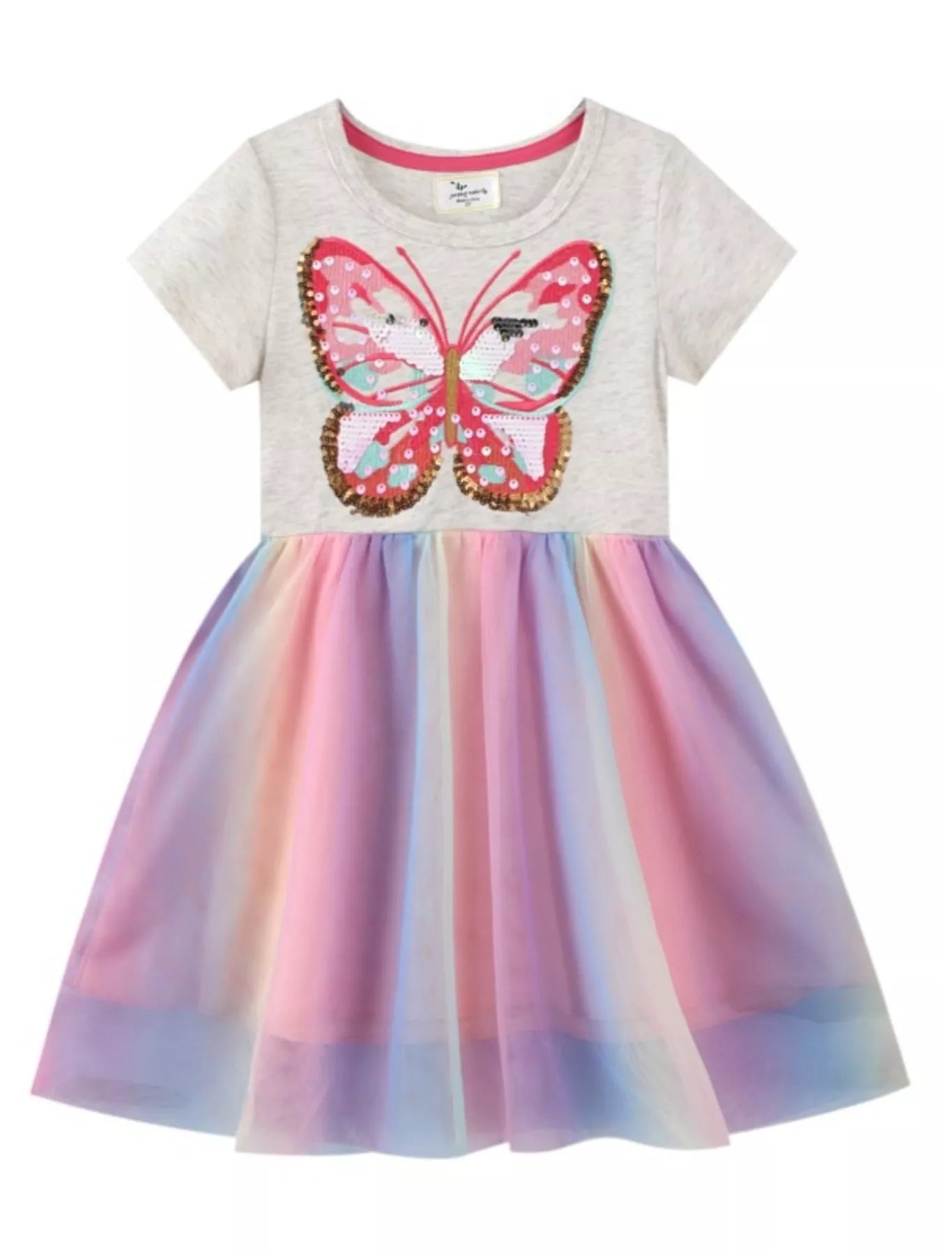 women's children's butterfly sequin rainbow tulle dress - main product image