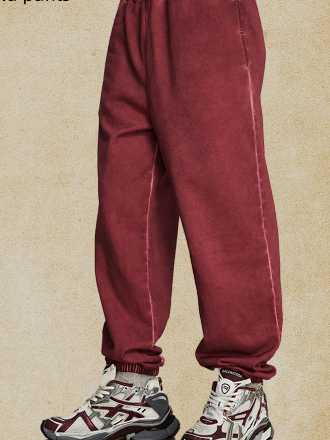 Men's Elastic Waist Joggers Burgundy