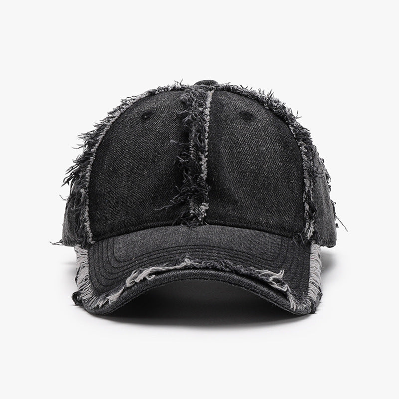 Raw Hem Cotton Baseball Cap Black One Size