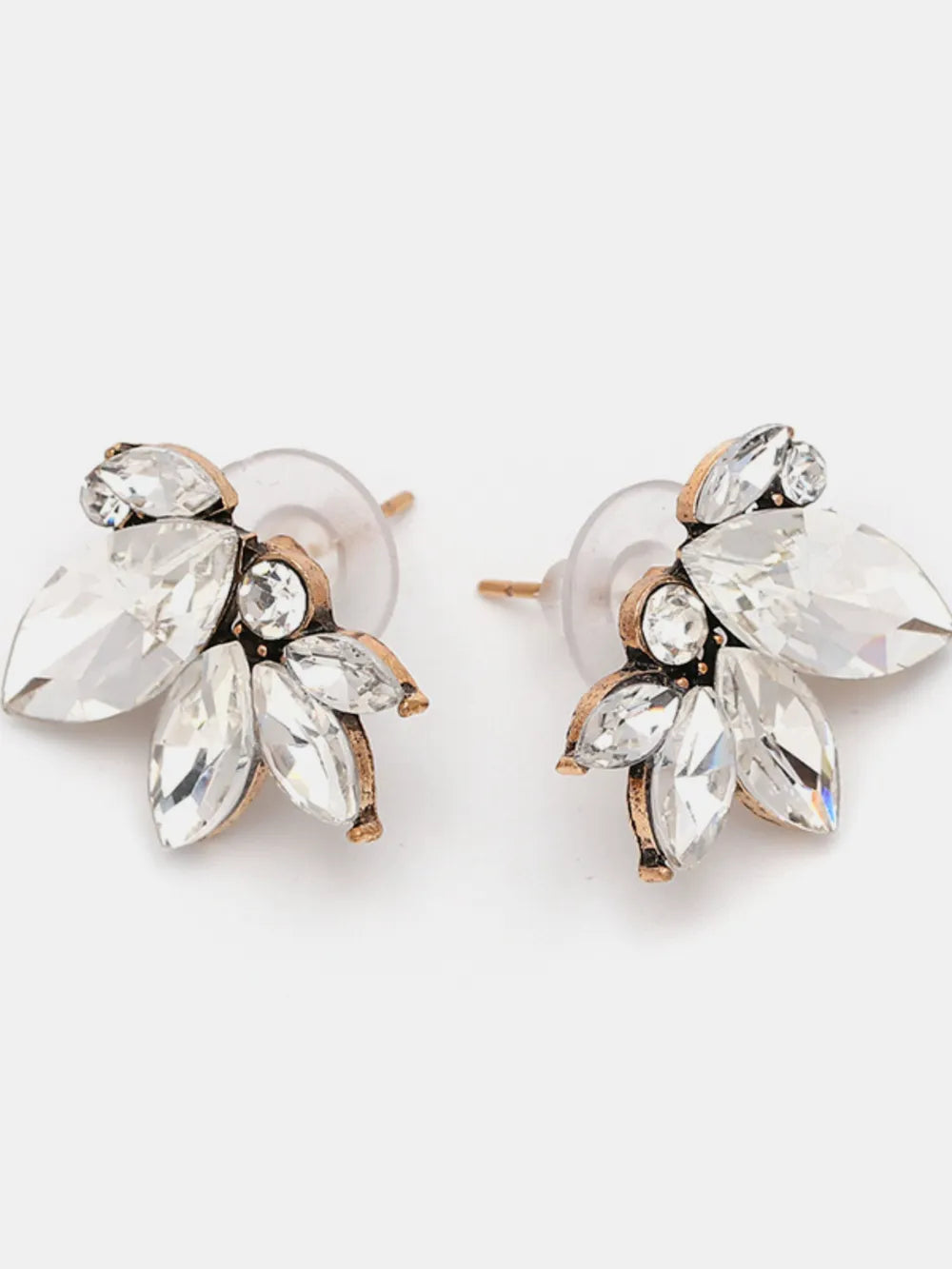 Alloy Rhinestone Flower Stud Earrings White One Size