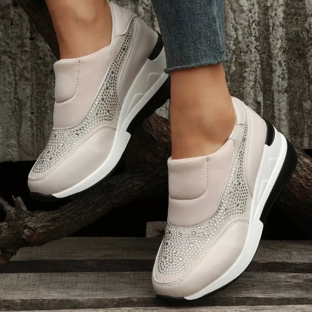 women's rhinestone embellished wedge sneakers - product detail