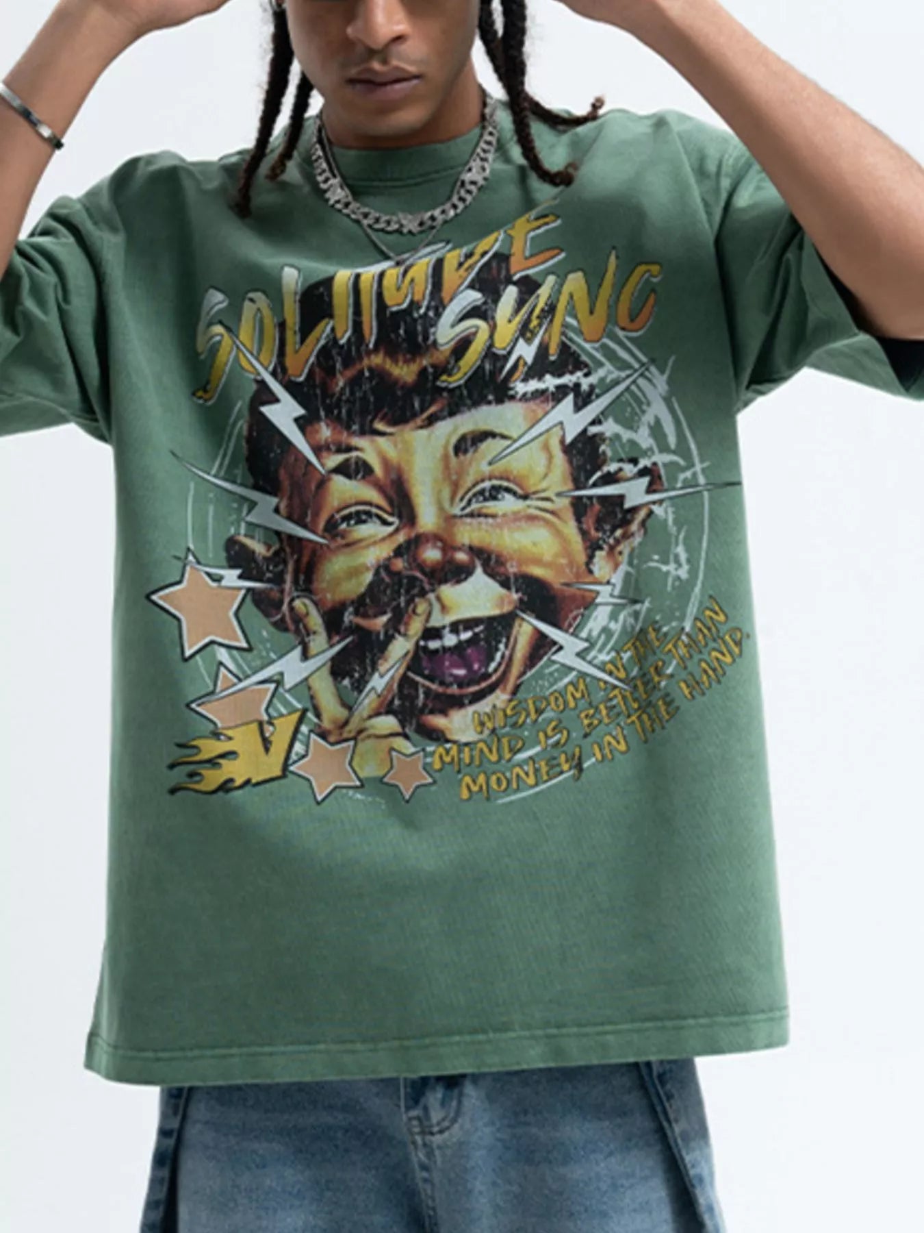 men's men's graphic round neck relaxed fit t-shirt - front view