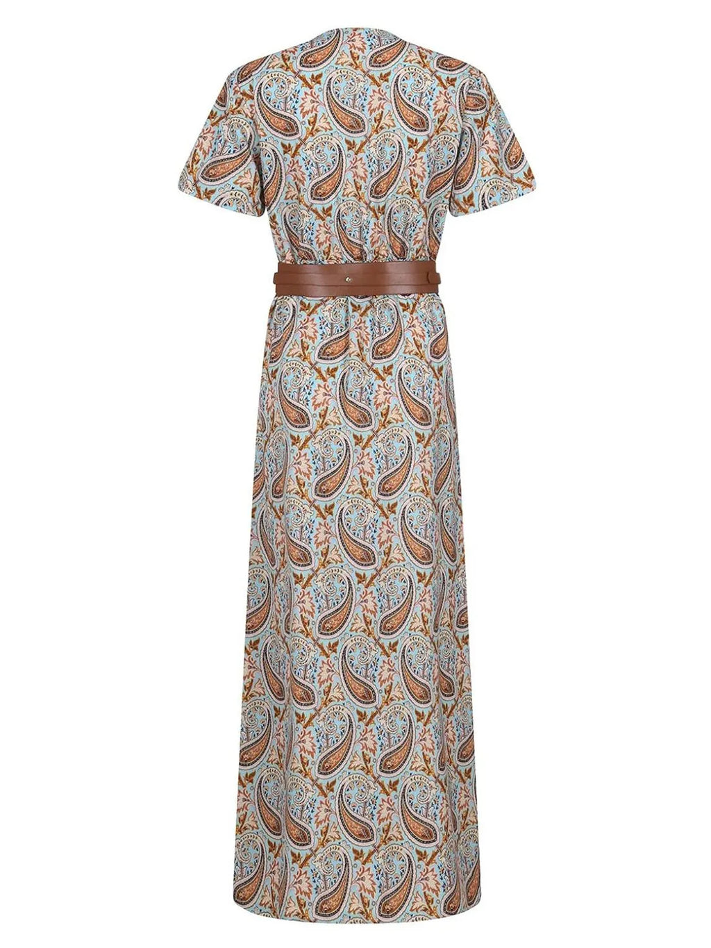 Full Size Printed V-Neck Short Sleeve Maxi Dress Plus Size
