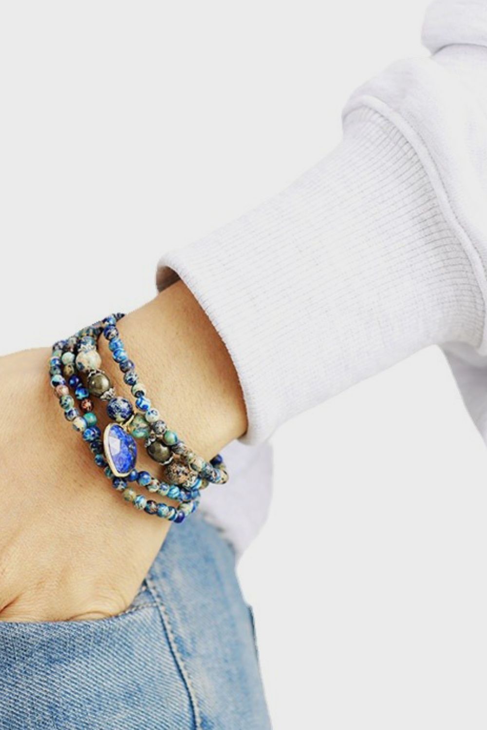 imperial stone heart three-layered bracelet — ring view