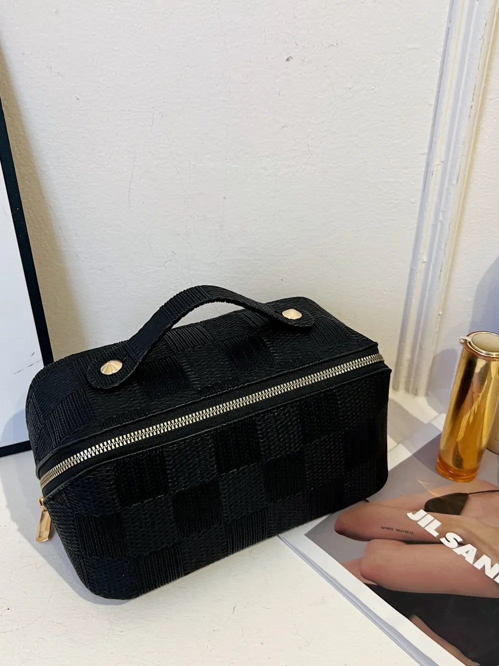 Texture PU Leather Cosmetic Bag