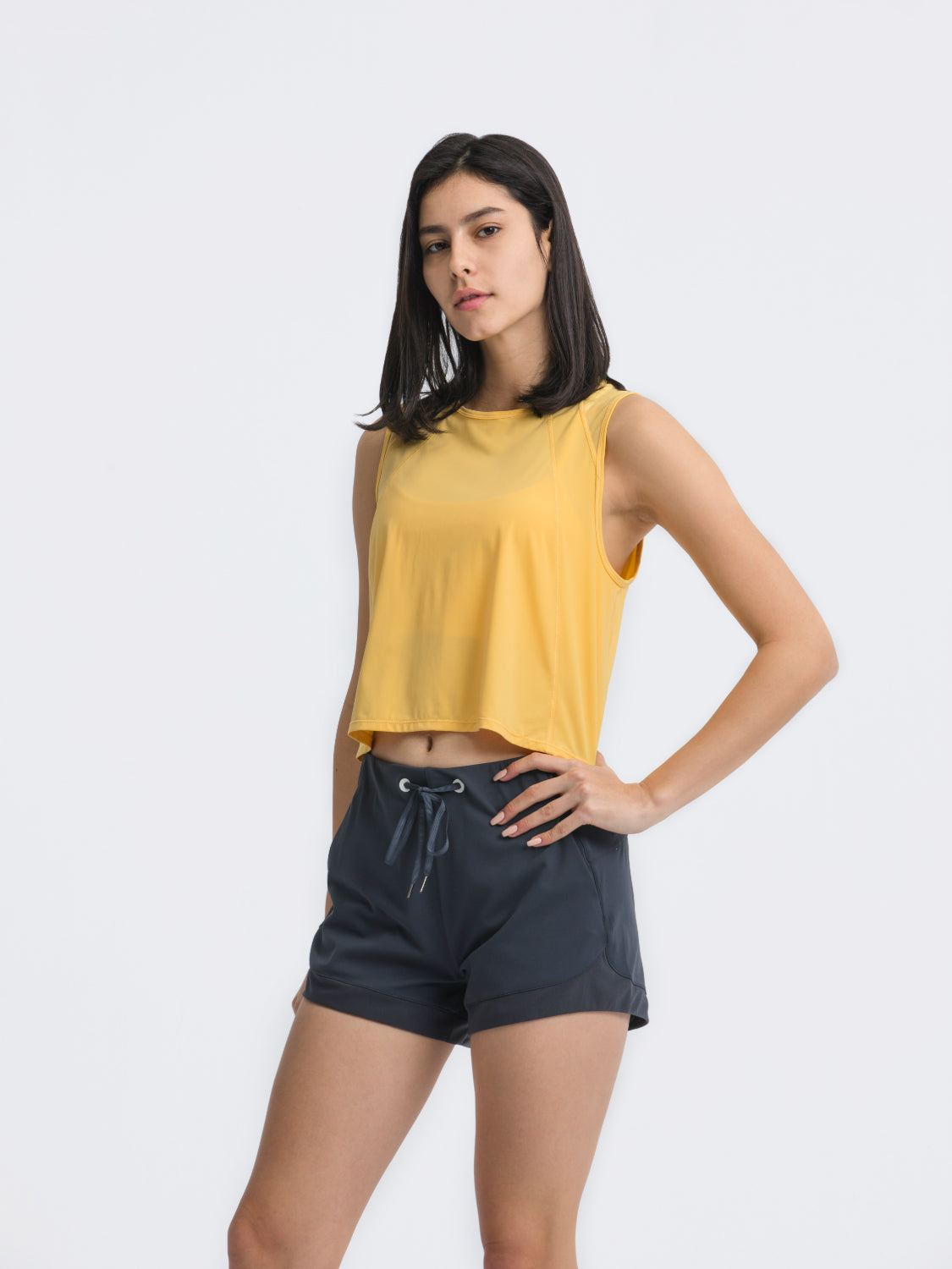 Millennia Round Neck Cropped Active Tank