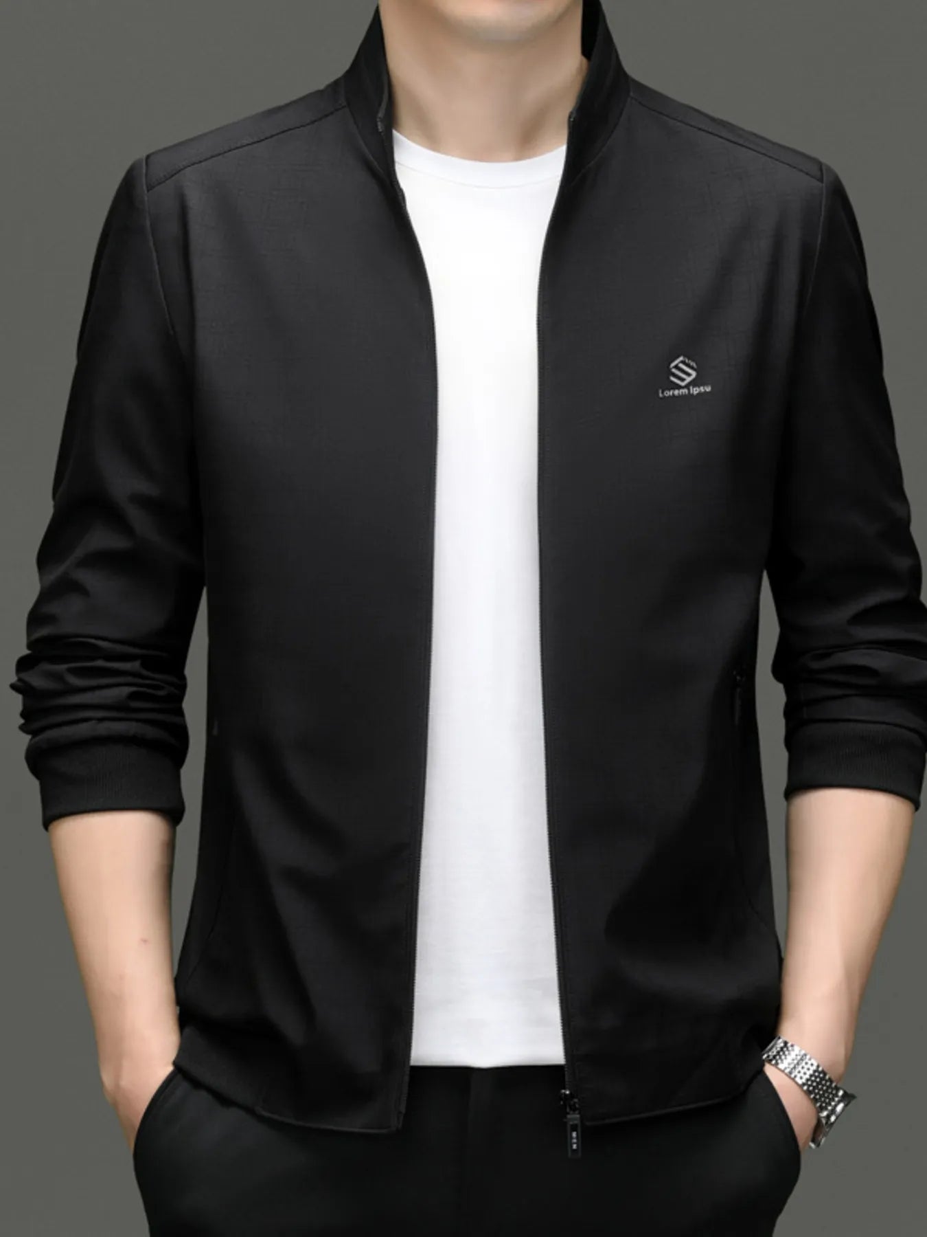 men’s quilted puffer jacket with button front