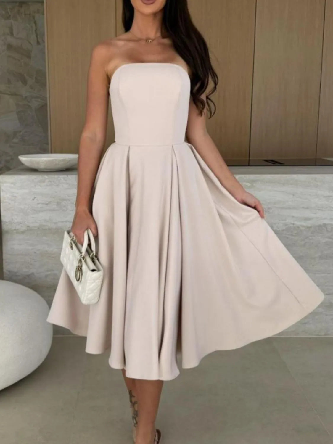 Solid Color Tube Midi Dress – Donjane Dust Storm