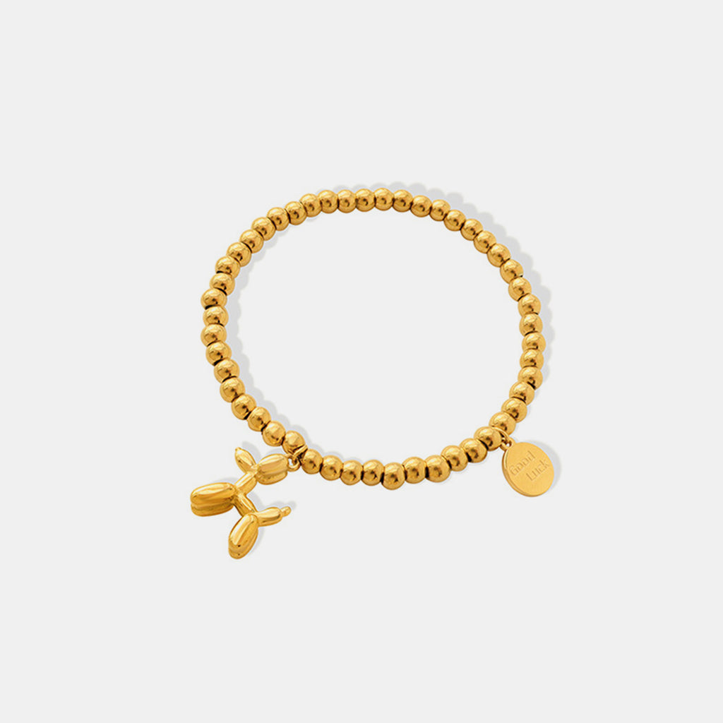 18k gold-plated titanium steel puppy shape charm bracelet styled as activewear