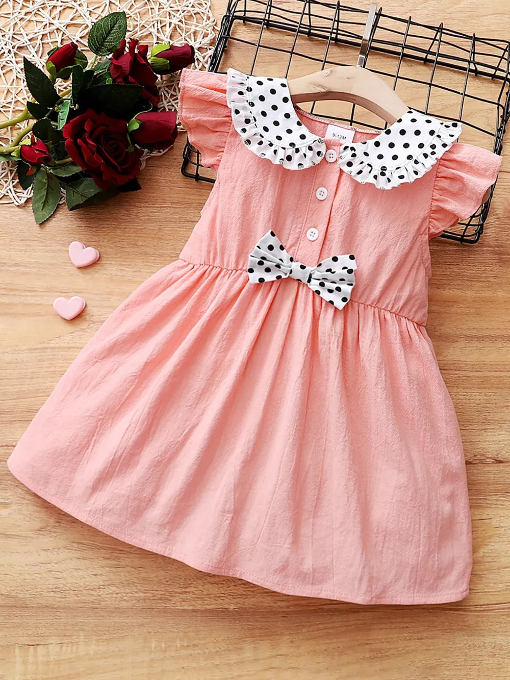 children's bow peter pan collar ruffle sleeve dress — stylish clothing for kids