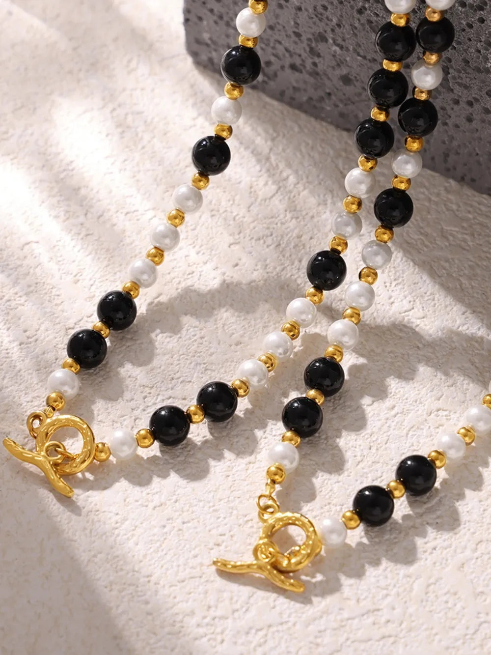 stainless steel agate shell bead necklace — women’s activewear view
