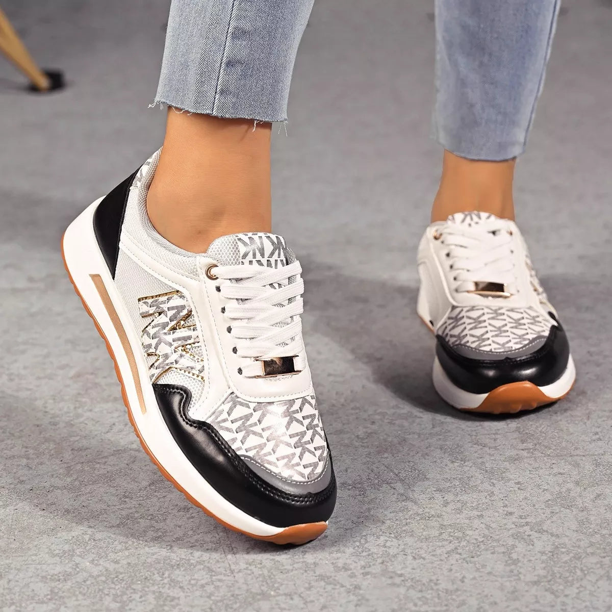 women's lace up round toe sneakers - extra view
