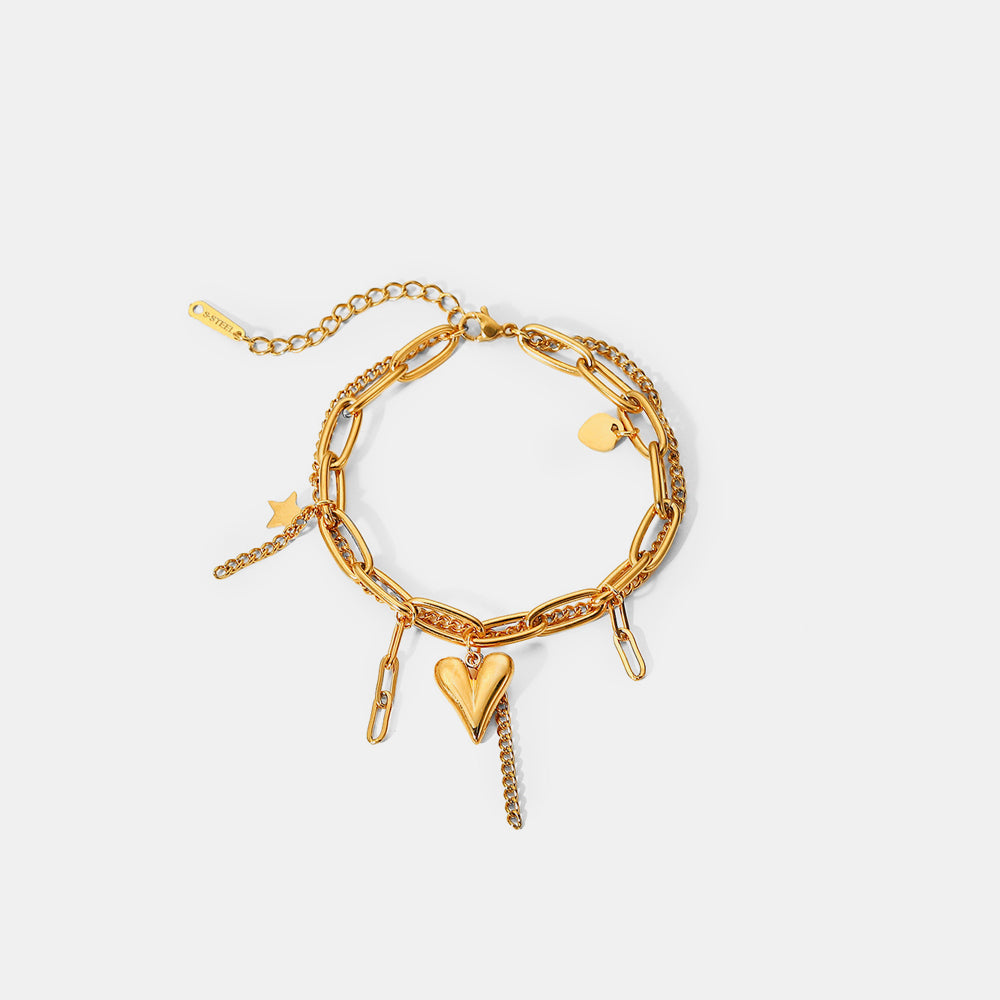 activewear — stainless steel double layered charm bracelet