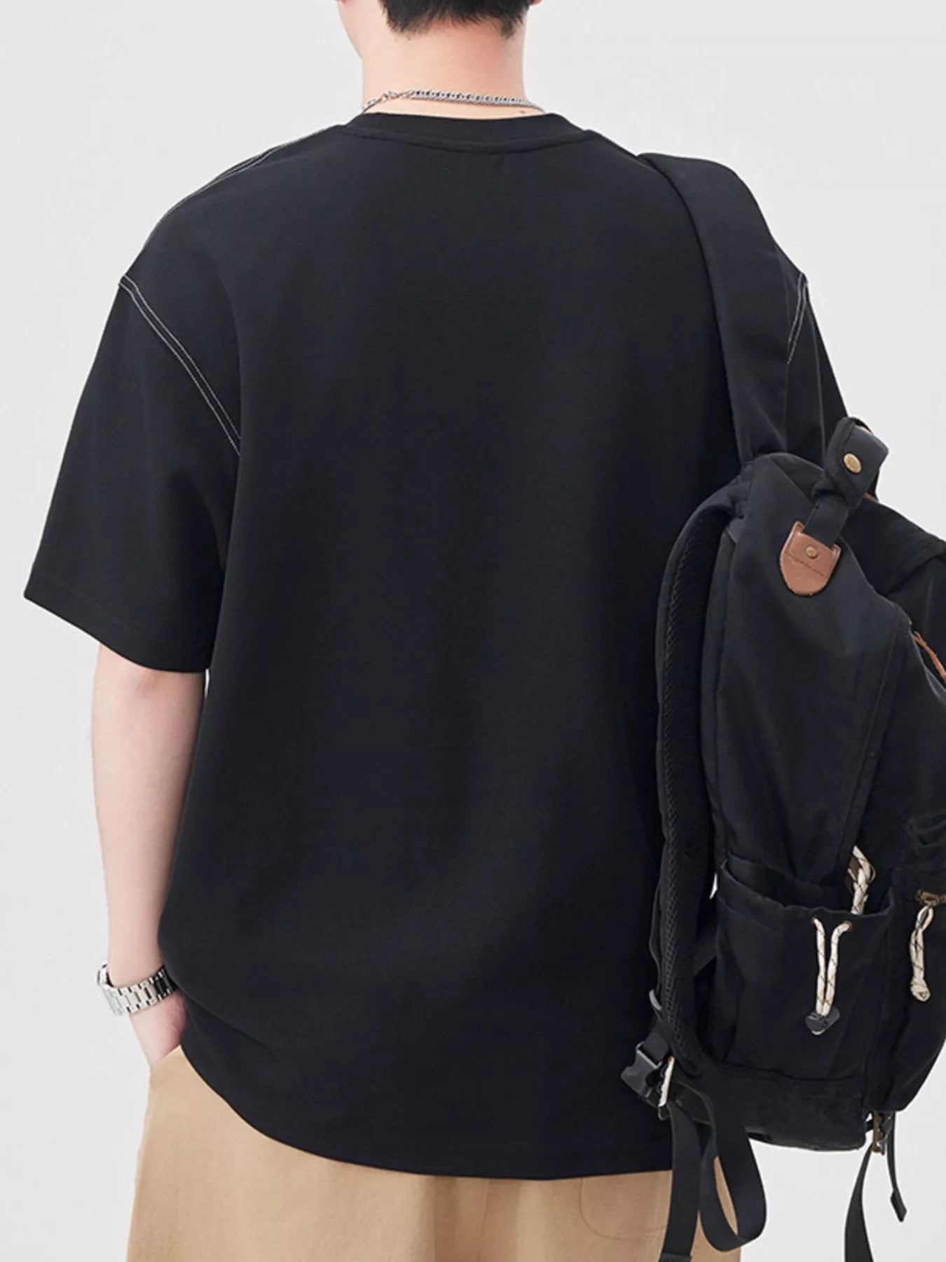 men's men's plus size round neck relaxed fit t-shirt - alternate angle