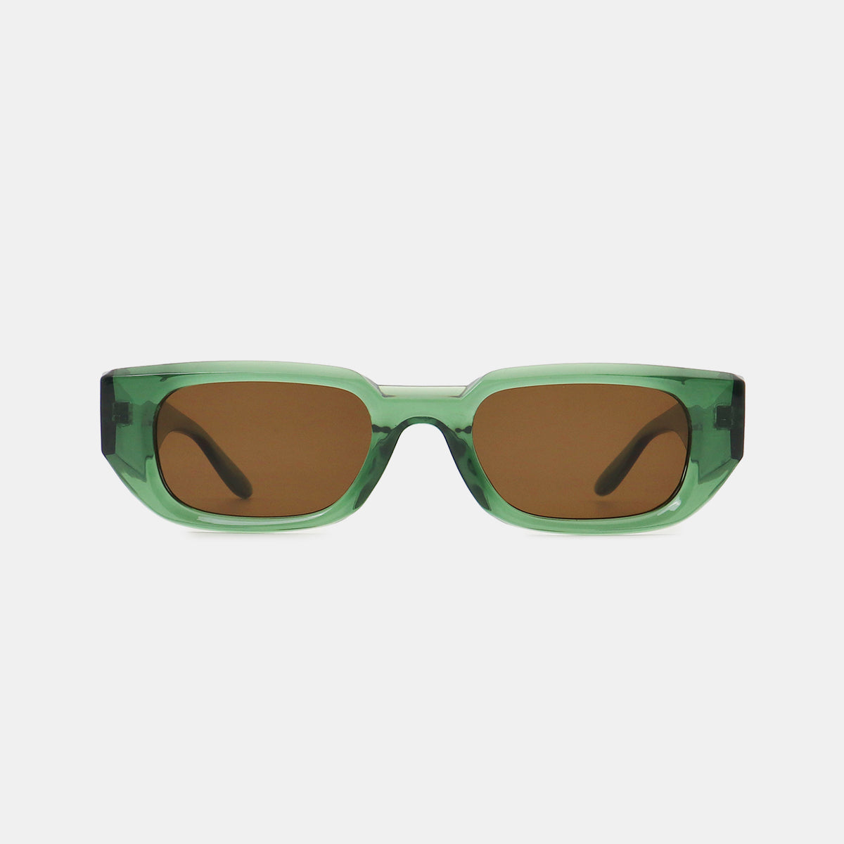 Polycarbonate Frame Rectangle Sunglasses Green One Size