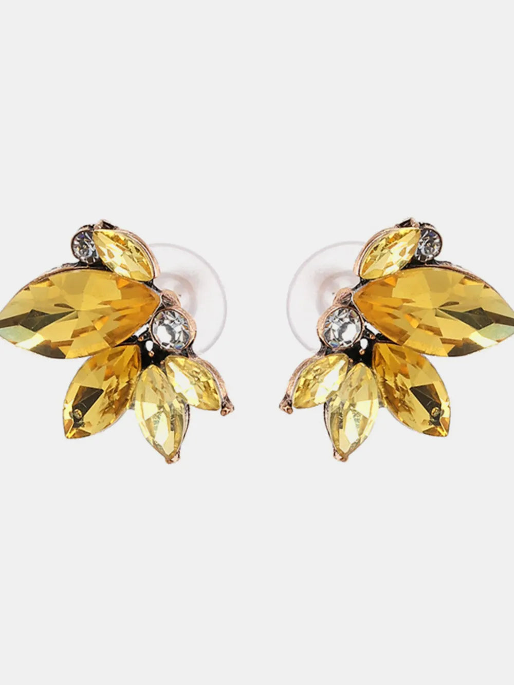 Alloy Rhinestone Flower Stud Earrings Gold One Size