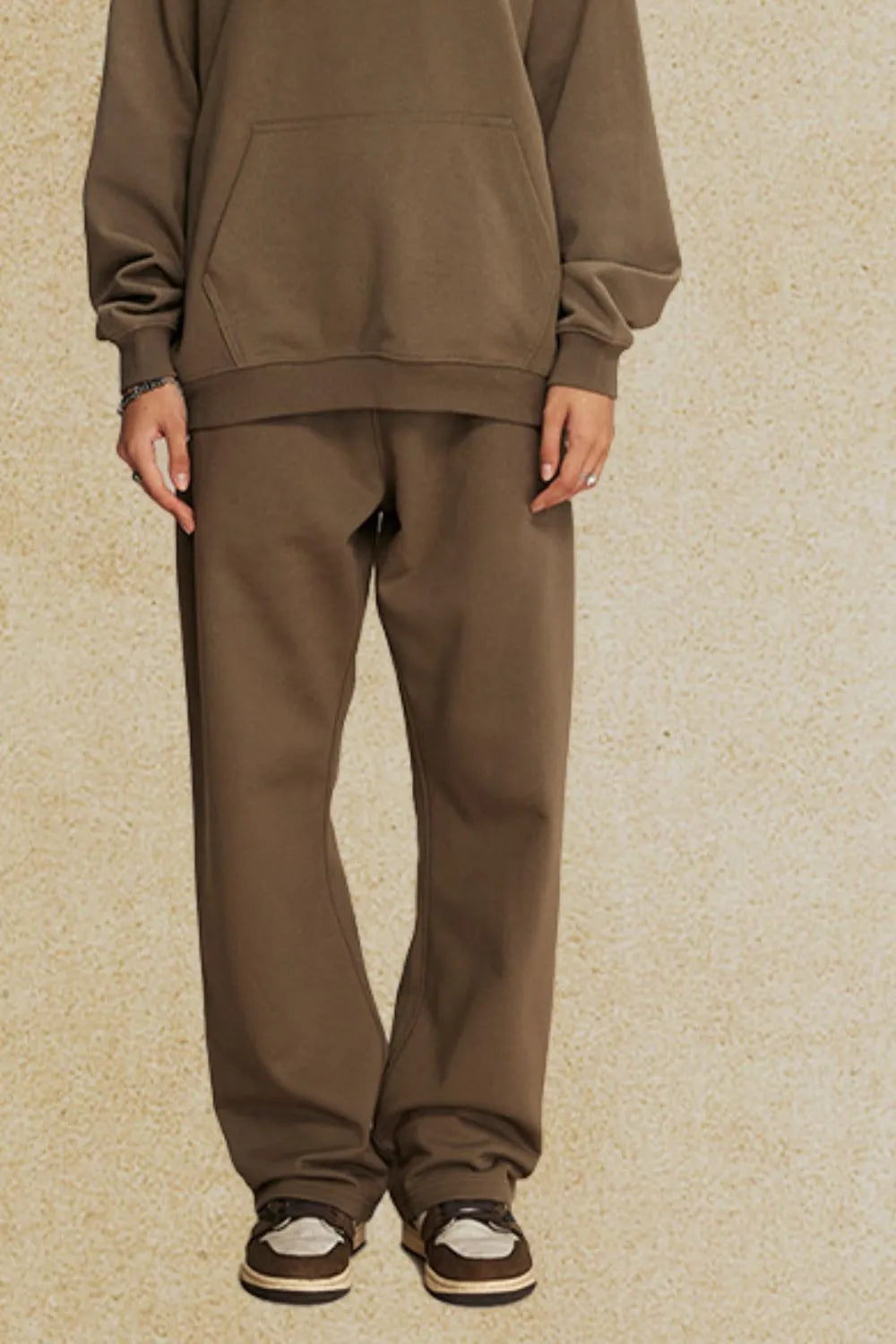 Men's Drawstring Loose Fit Pants Olive Brown