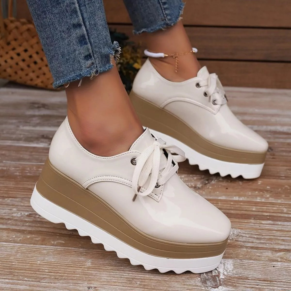 women's lace up platform sneakers - additional image