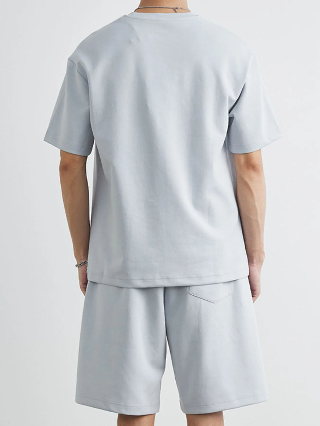 men's men's plus size round neck short sleeve top and shorts set - lifestyle shot