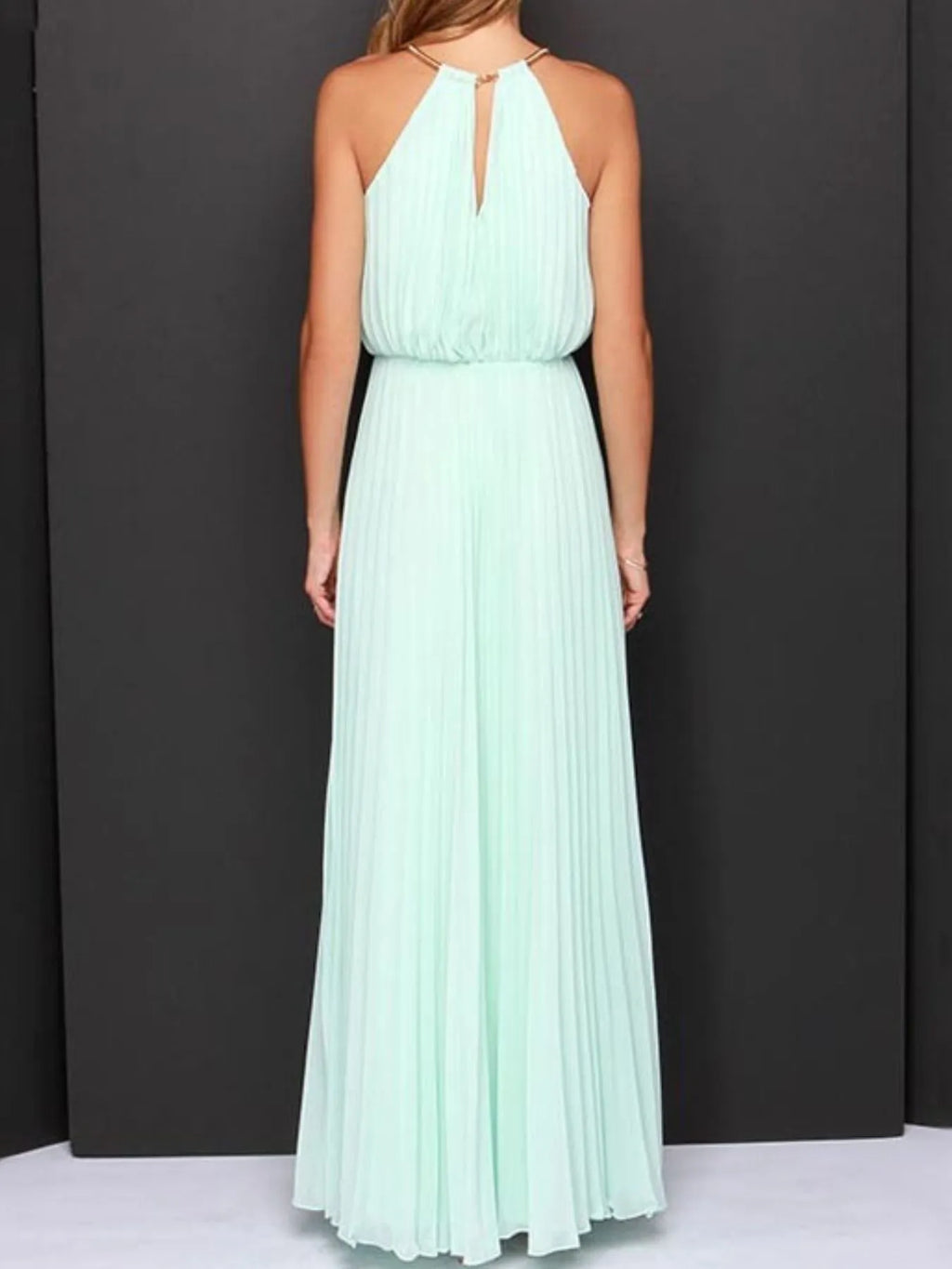 Pleated Sleeveless Maxi Tank Dress