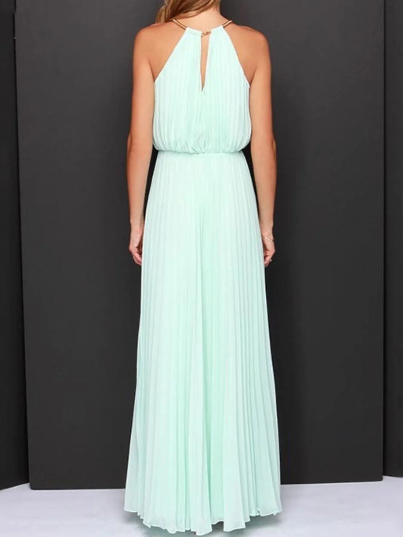 Pleated Sleeveless Maxi Tank Dress