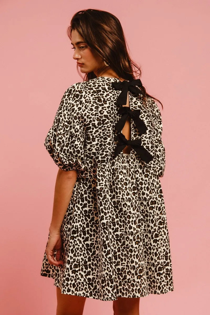 BiBi Leopard Denim Dress With Back Contrast – Hot Right Now – Donjane BiBi Leopard Denim Dress With Back Contrast – Hot Right Now – Donjane