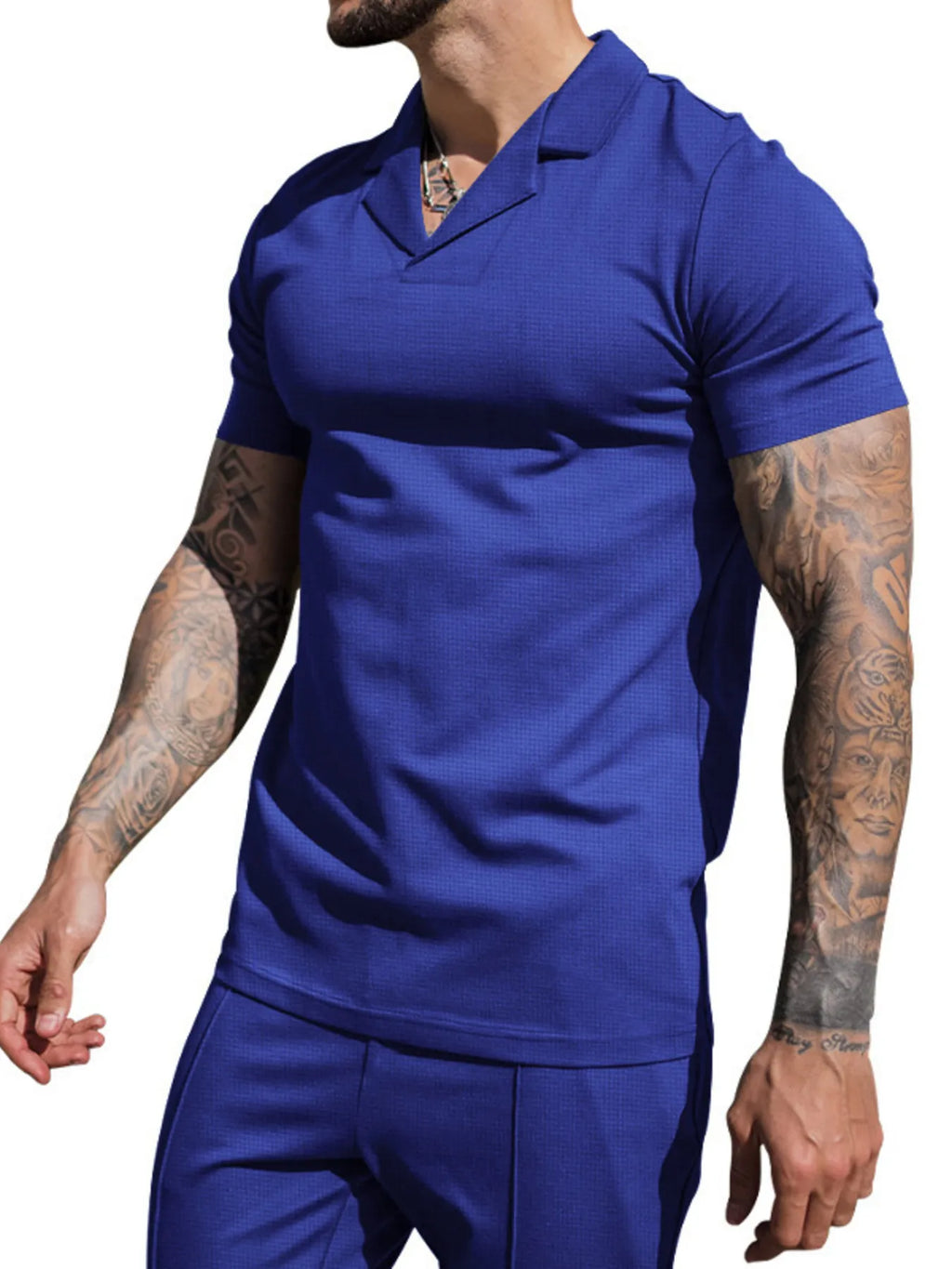 men's men's plus size short sleeve top and shorts set - extra view