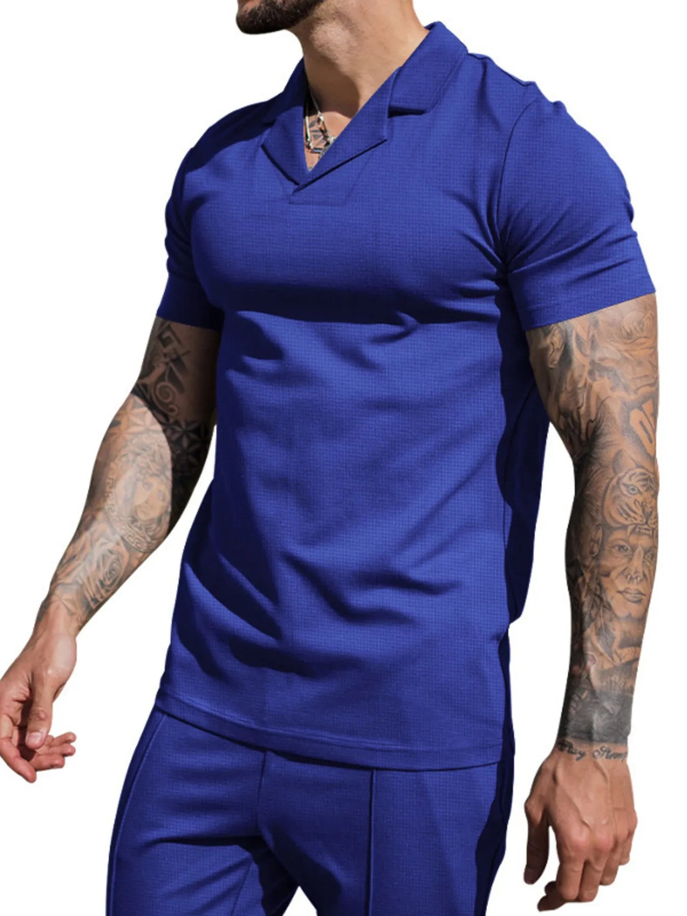 men's men's plus size short sleeve top and shorts set - extra view