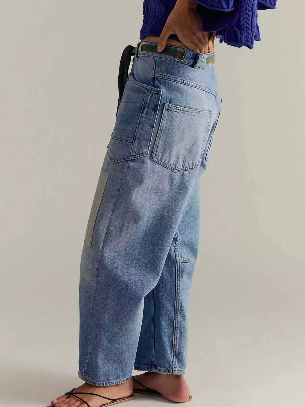 women's washed relaxed fit jeans - detail shot