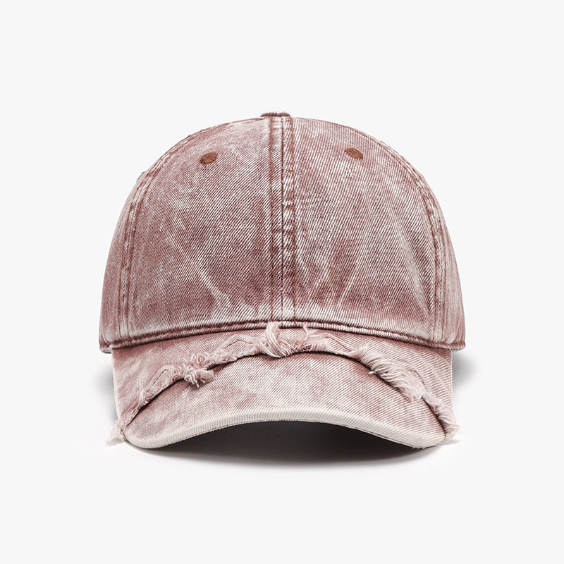 Fringe Adjustable Cotton Baseball Cap Dusty Pink One Size