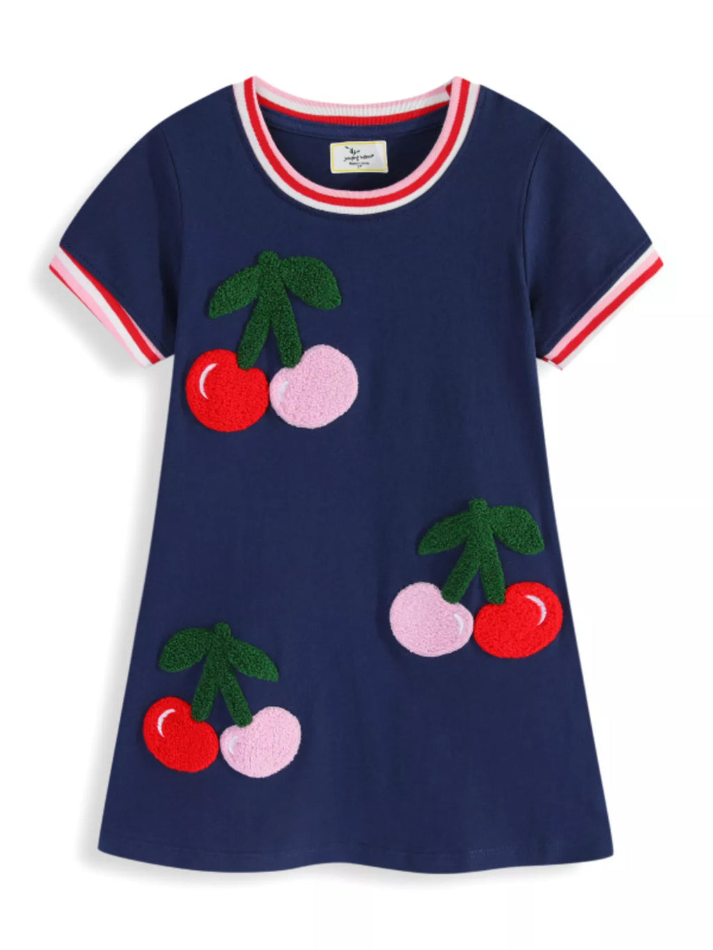 women's children's cherry applique short sleeve dress - second view