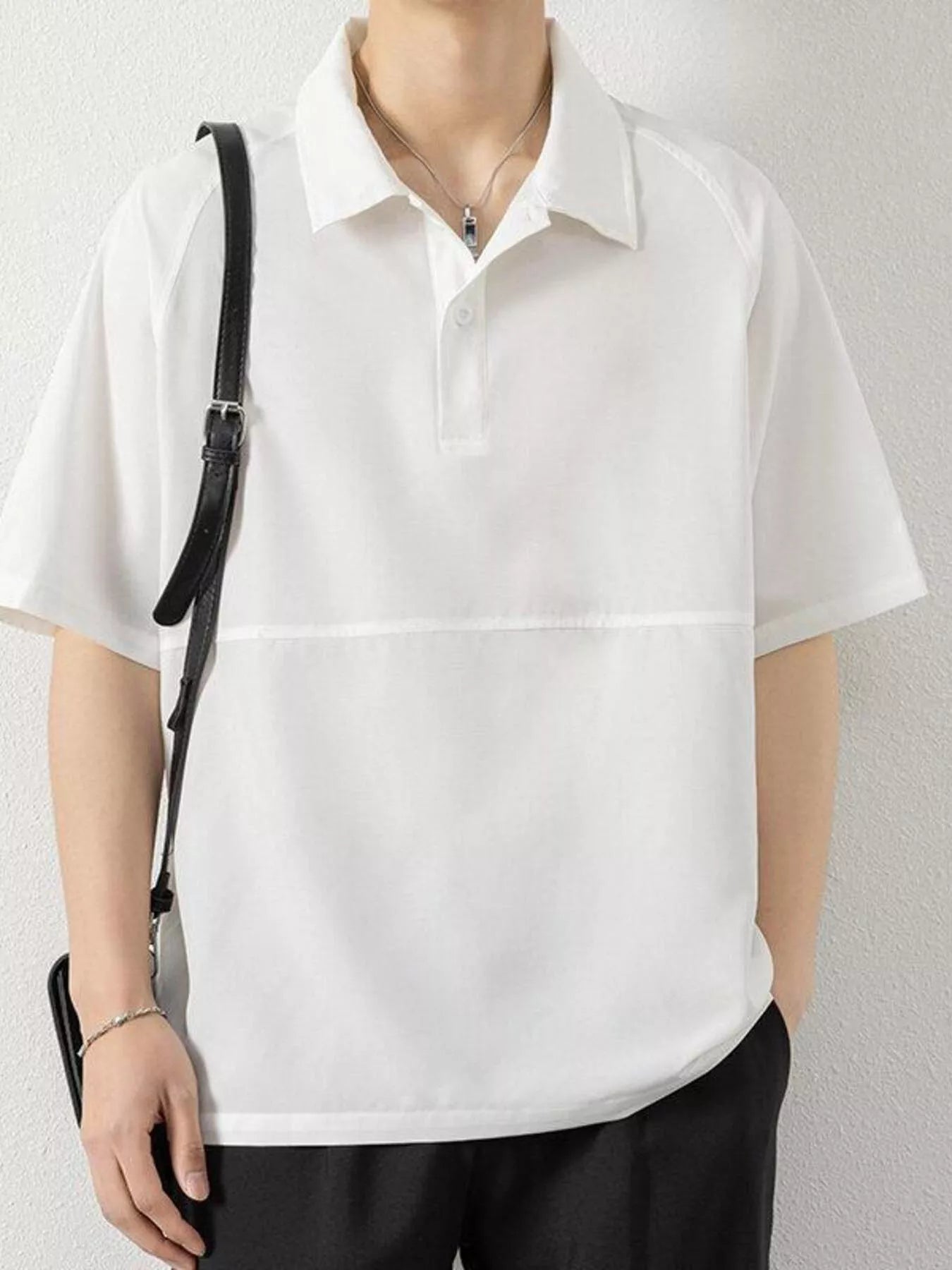 men's men's plus size button detail short sleeve polo - extra view