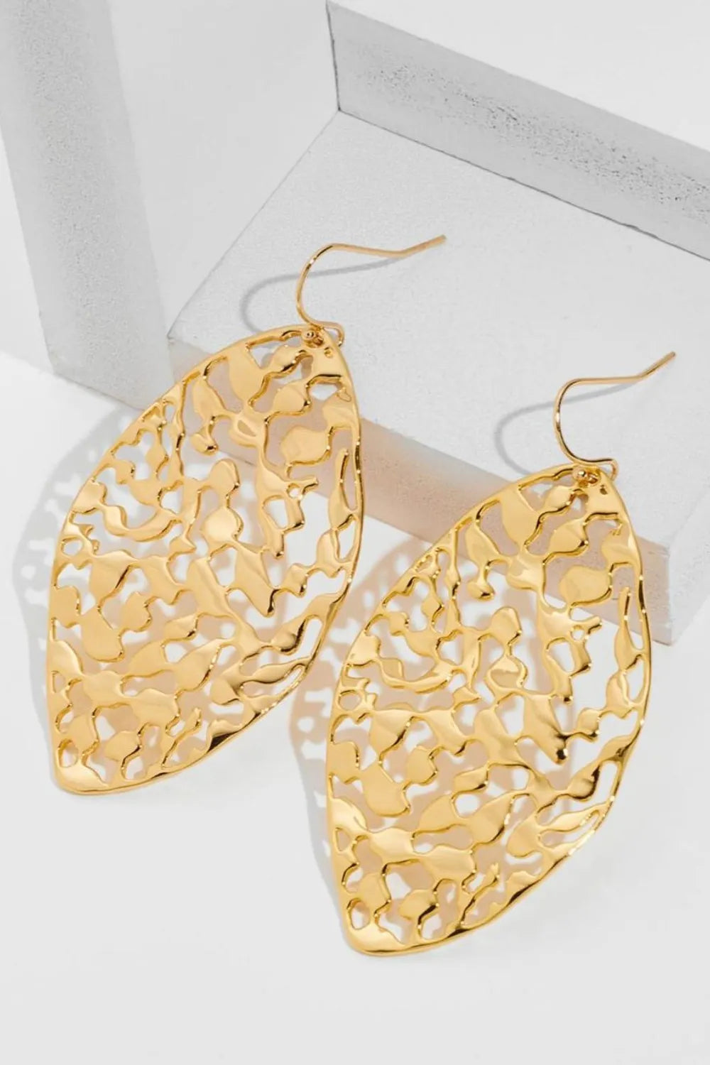 Brass Cutout Leaf Shape Earrings