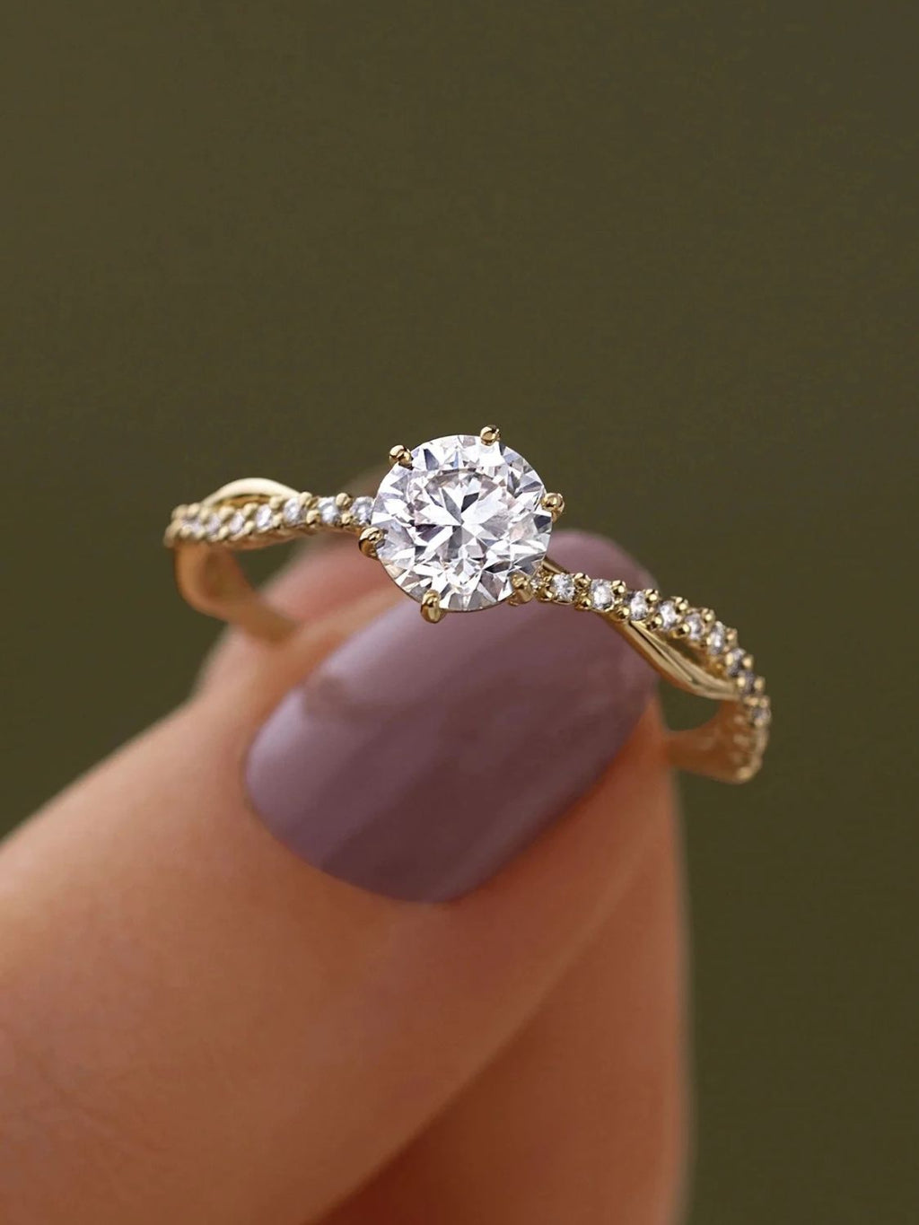 stylish ring timeless bridal jewelry 925 Sterling Silver Inlaid Zircon Ring in Gold, size 7, 8, 6, 9, shown in top view highlighting gemstone detail