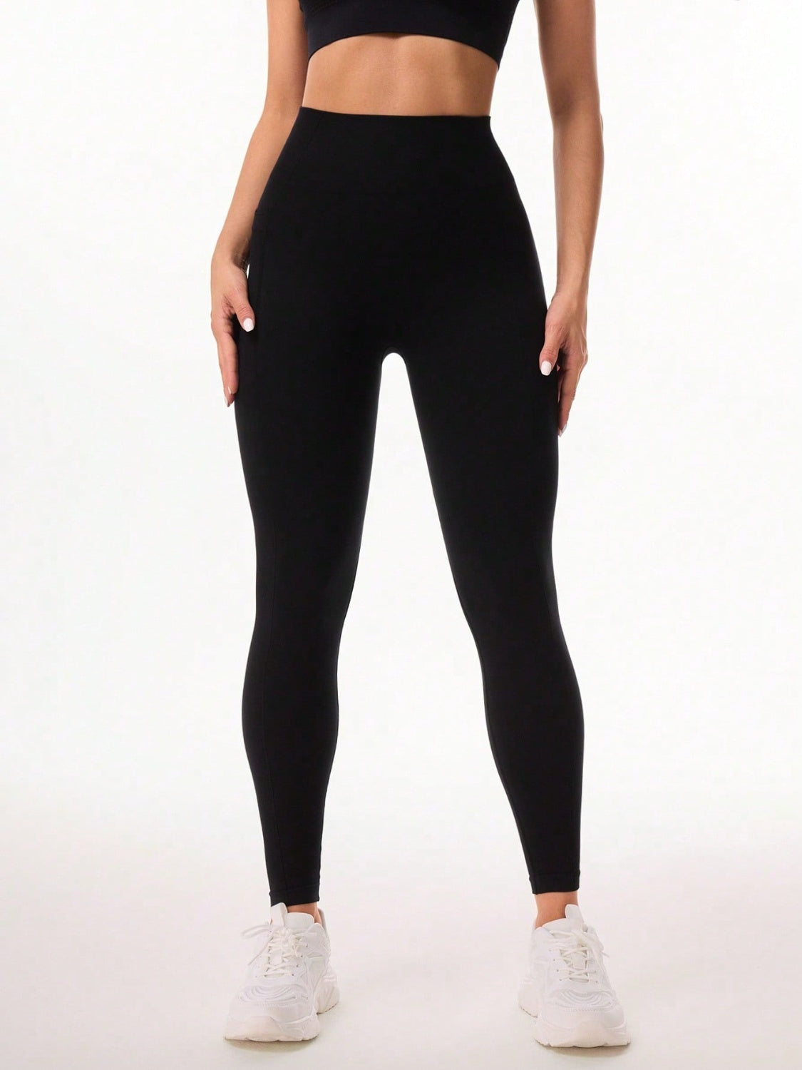 Pocketed High Waist Active Leggings Black