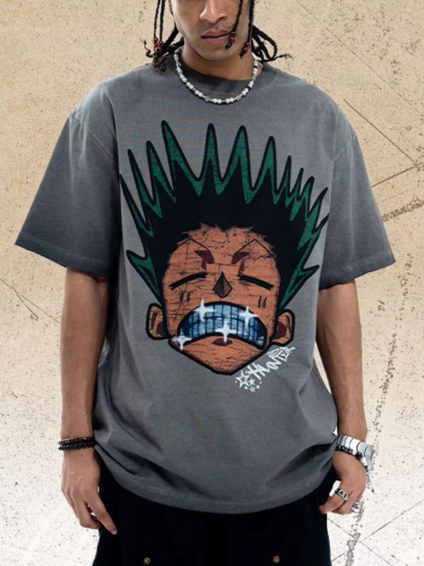 men's men's graphic round neck oversized t-shirt - additional angle