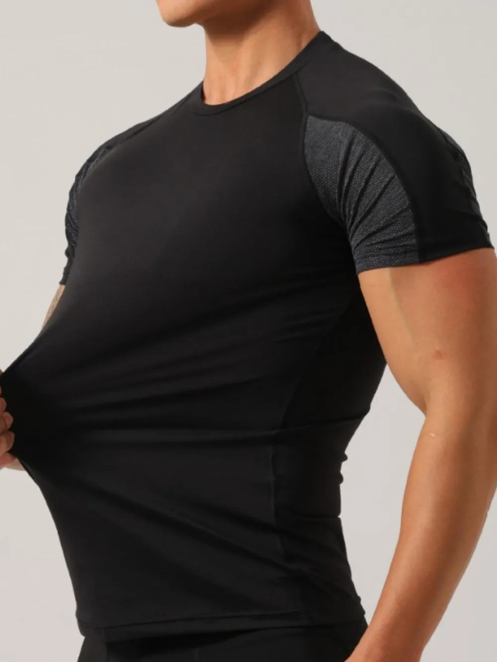 Men's Plus Size Round Neck Short Sleeve T-Shirt Dark Gray